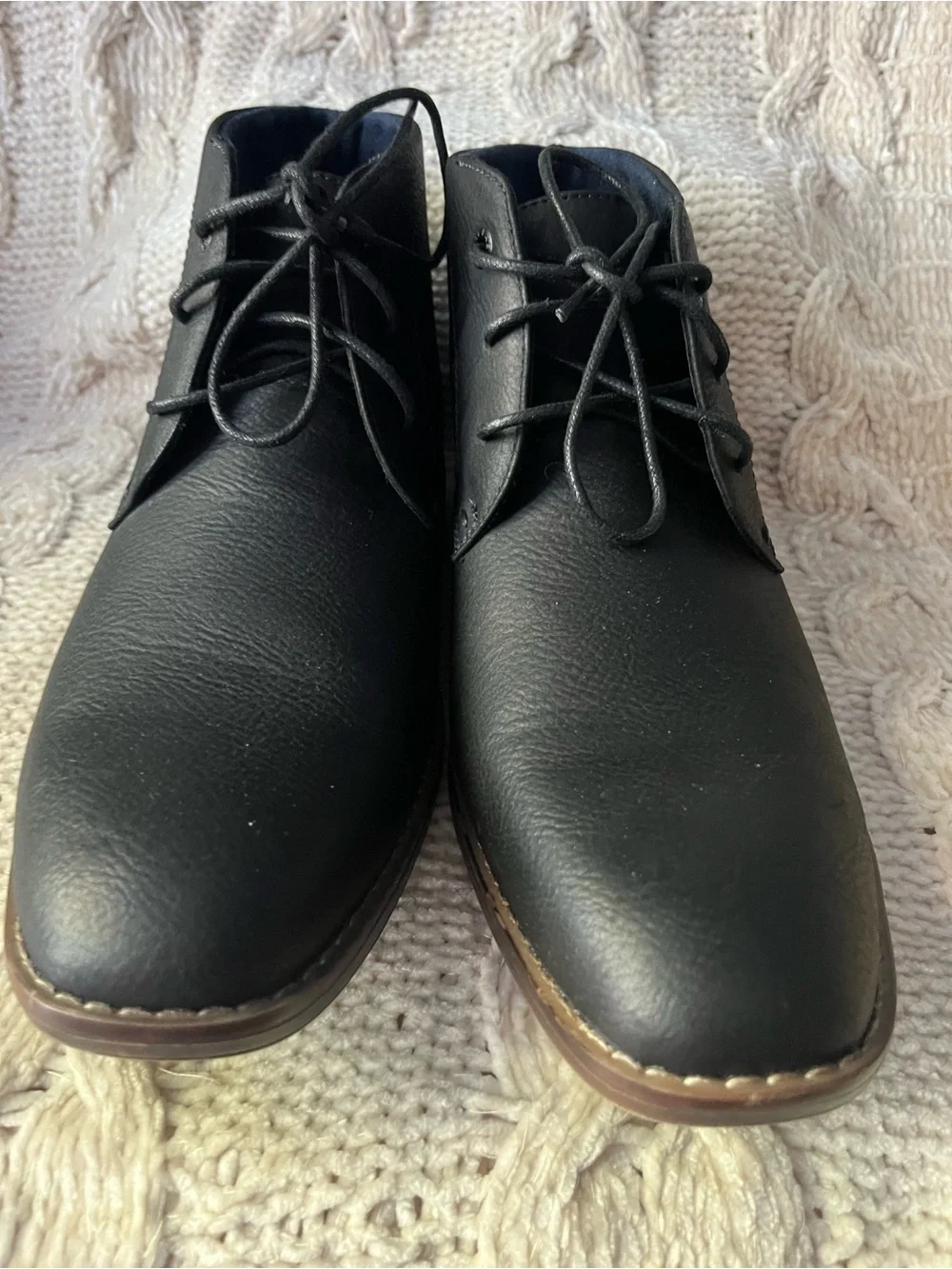 Classic Black Men’s Chukka Boots with Brown Stacked Heel